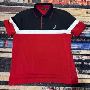 Nautica Men's Polo Shirt in Red, Blue, and White large